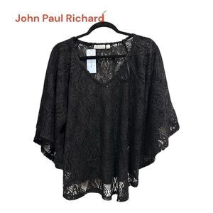 John Paul Richard Black Lace Top cape style new